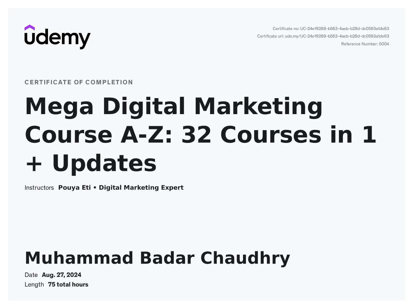 udemy mega digital marketing certificate